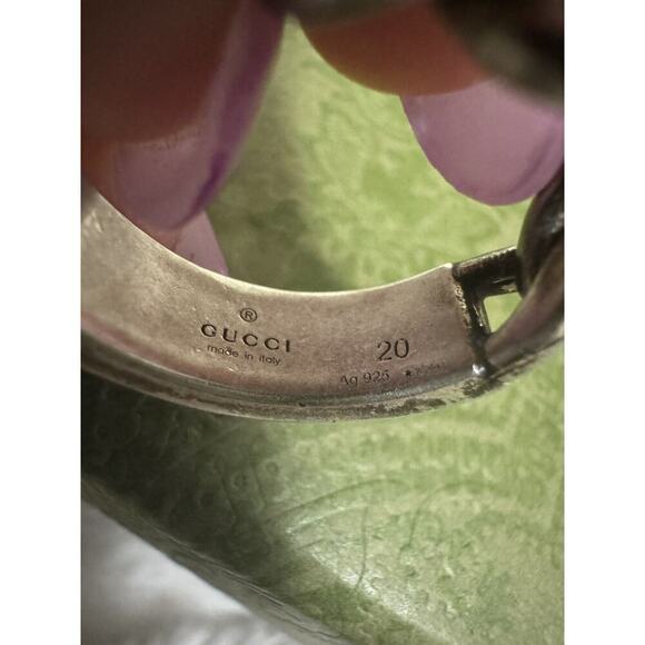 Gucci Tag Chain Enamel Arg 925 Ring Gucci Size 20 US Size 9 NIB - Picture 3 of 5